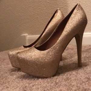 Gold Glitter Platform Heels